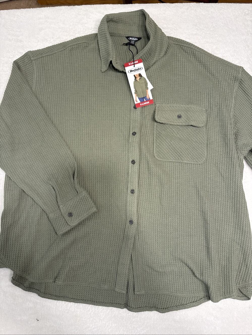 Buffalo David Bitton Waffle Button Up Shirt Midday Rose Pink SLC0027US XL